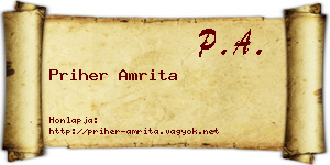 Priher Amrita névjegykártya
